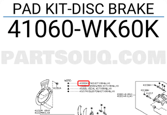 Nissan 41060WK60K PAD KIT-DISC BRAKE