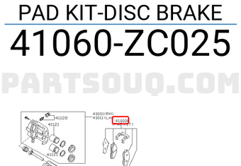 Nissan 41060ZC025 PAD KIT-DISC BRAKE