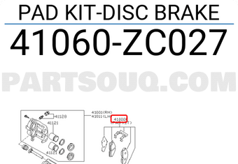 Nissan 41060ZC027 PAD KIT-DISC BRAKE