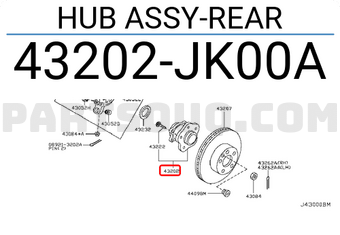 Nissan 43202JK00A HUB ASSY-REAR
