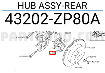 Nissan 43202ZP80A HUB ASSY-REAR