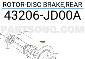 Nissan 43206JD00A ROTOR-DISC BRAKE,REAR