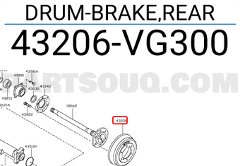 Nissan 43206VG300 DRUM-BRAKE,REAR
