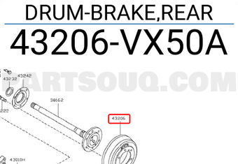 Nissan 43206VX50A DRUM-BRAKE,REAR