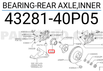 Nissan 4328140P05 BEARING-REAR AXLE,INNER