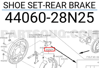 Nissan 4406028N25 SHOE SET-REAR BRAKE
