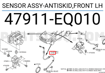 Nissan 47911EQ010 SENSOR ASSY-ANTISKID,FRONT LH