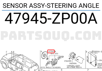 Nissan 47945ZP00A SENSOR ASSY-STEERING ANGLE