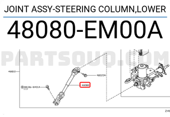 Nissan 48080EM00A JOINT ASSY-STEERING COLUMN,LOWER