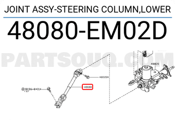 Nissan 48080EM02D JOINT ASSY-STEERING COLUMN,LOWER