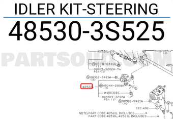 Nissan 485303S525 IDLER KIT-STEERING