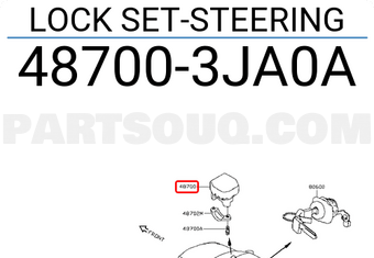 Nissan 487003JA0A LOCK SET-STEERING