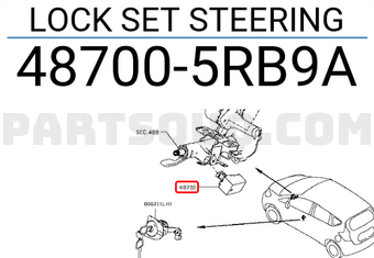 Nissan 487005RB9A LOCK SET STEERING