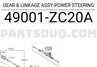 Nissan 49001ZC20A GEAR & LINKAGE ASSY-POWER STEERING
