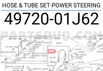 Nissan 4972001J62 HOSE & TUBE SET-POWER STEERING