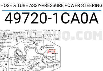 Nissan 497201CA0A HOSE & TUBE ASSY-PRESSURE,POWER STEERING