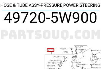 Nissan 497205W900 HOSE & TUBE ASSY-PRESSURE,POWER STEERING