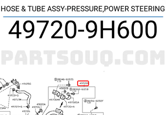 Nissan 497209H600 HOSE & TUBE ASSY-PRESSURE,POWER STEERING
