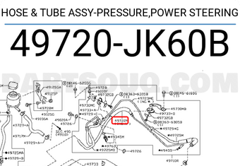 Nissan 49720JK60B HOSE & TUBE ASSY-PRESSURE,POWER STEERING