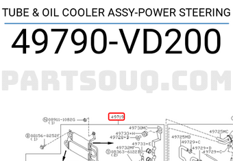 Nissan 49790VD200 TUBE & OIL COOLER ASSY-POWER STEERING