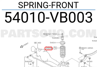 Nissan 54010VB003 SPRING-FRONT