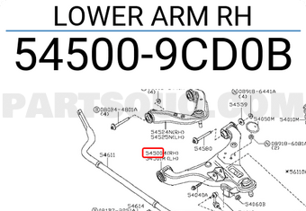 Nissan 545009CD0B LOWER ARM RH