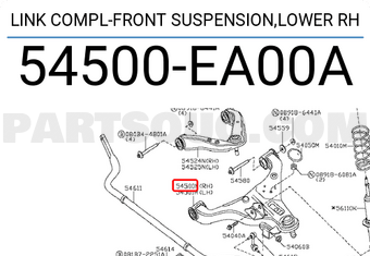 Nissan 54500EA00A LINK COMPL-FRONT SUSPENSION,LOWER RH