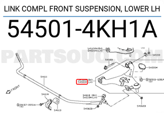Nissan 545014KH1A LINK COMPL FRONT SUSPENSION, LOWER LH