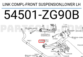 Nissan 54501ZG90B LINK COMPL-FRONT SUSPENSION,LOWER LH