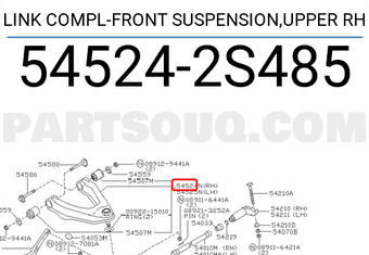 Nissan 545242S485 LINK COMPL-FRONT SUSPENSION,UPPER RH