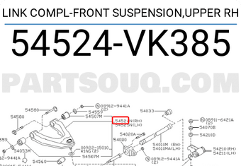 Nissan 54524VK385 LINK COMPL-FRONT SUSPENSION,UPPER RH