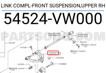 Nissan 54524VW000 LINK COMPL-FRONT SUSPENSION,UPPER RH