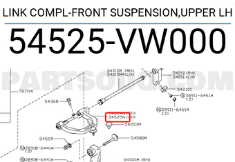Nissan 54525VW000 LINK COMPL-FRONT SUSPENSION,UPPER LH