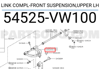 Nissan 54525VW100 LINK COMPL-FRONT SUSPENSION,UPPER LH