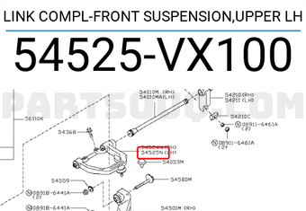 Nissan 54525VX100 LINK COMPL-FRONT SUSPENSION,UPPER LH