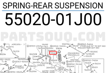 Nissan 5502001J00 SPRING-REAR SUSPENSION