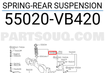Nissan 55020VB420 SPRING-REAR SUSPENSION