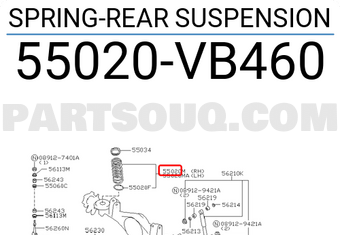 Nissan 55020VB460 SPRING-REAR SUSPENSION