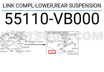 Nissan 55110VB000 LINK COMPL-LOWER,REAR SUSPENSION