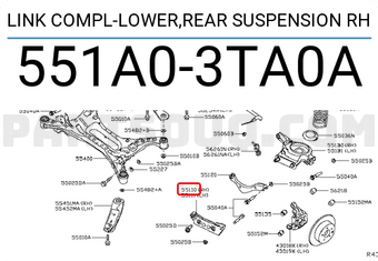 Nissan 551A03TA0A LINK COMPL-LOWER,REAR SUSPENSION RH