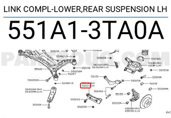 Nissan 551A13TA0A LINK COMPL-LOWER,REAR SUSPENSION LH