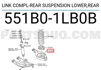 Nissan 551B01LB0B LINK COMPL-REAR SUSPENSION LOWER,REAR