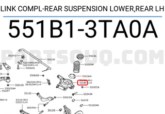 Nissan 551B13TA0A LINK COMPL-REAR SUSPENSION LOWER,REAR LH