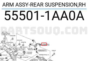 Nissan 555011AA0A ARM ASSY-REAR SUSPENSION,RH