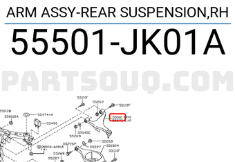 Nissan 55501JK01A ARM ASSY-REAR SUSPENSION,RH