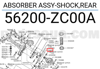 Nissan 56200ZC00A ABSORBER ASSY-SHOCK,REAR