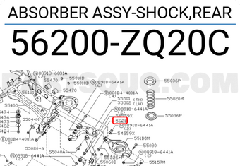 Nissan 56200ZQ20C ABSORBER ASSY-SHOCK,REAR