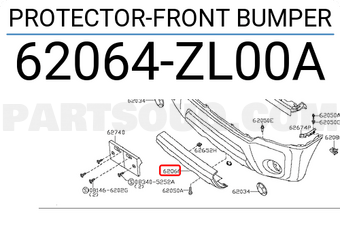 Nissan 62064ZL00A PROTECTOR-FRONT BUMPER