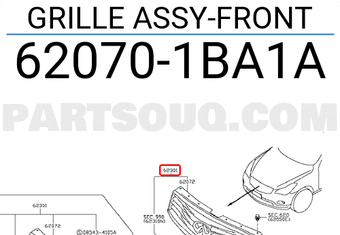 Nissan 620701BA1A GRILLE ASSY-FRONT