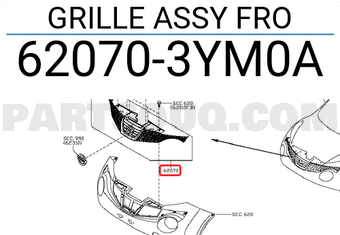 Nissan 620703YM0A GRILLE ASSY FRO